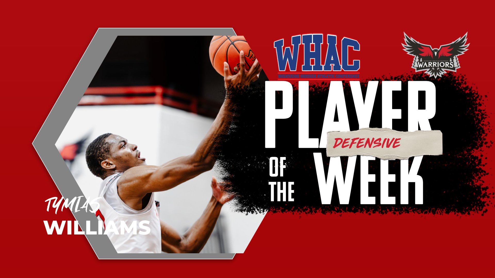 Men's Basketball's Tymias Williams earns 7th WHAC Player of the Week honor
