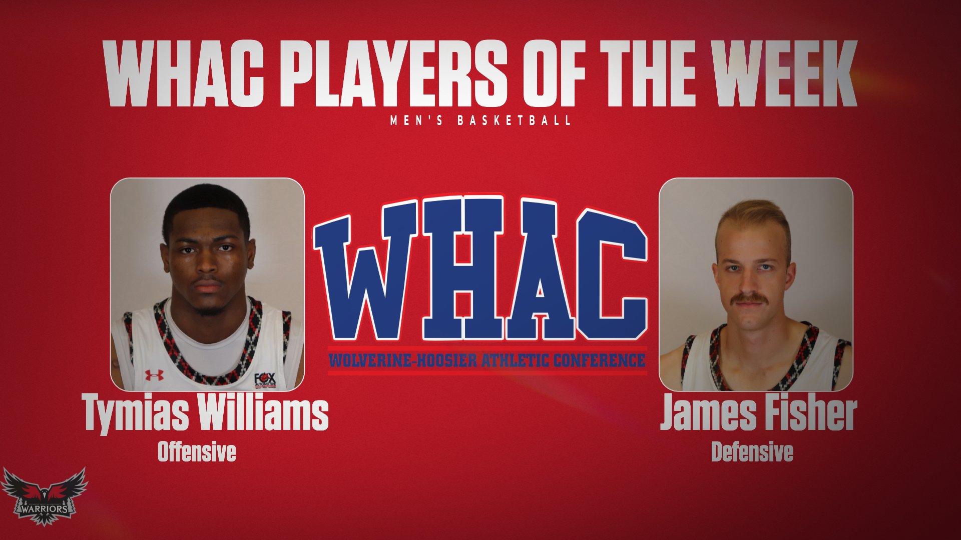 Men's Basketball's Williams and Fisher sweep first WHAC Player of the Week honors of the season