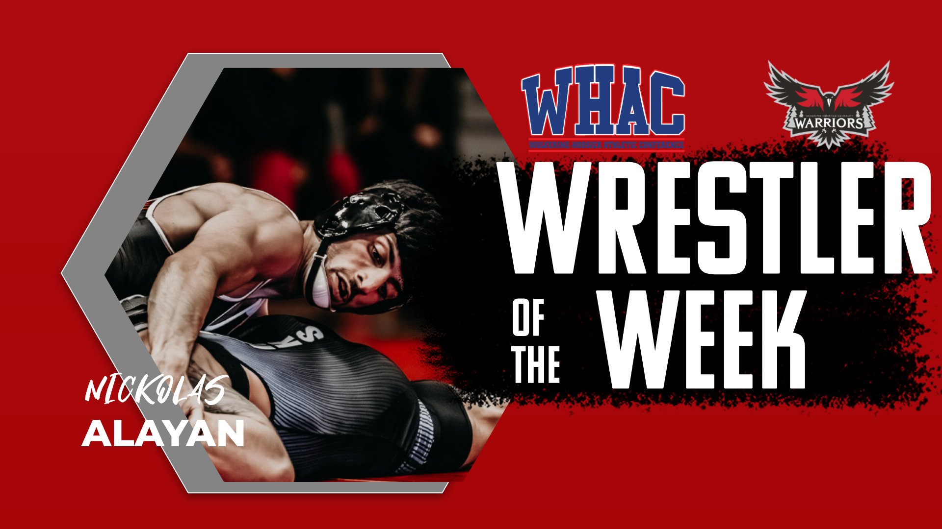 Men's Wrestling's Nickolas Alayan earns WHAC Wrestler of the Week