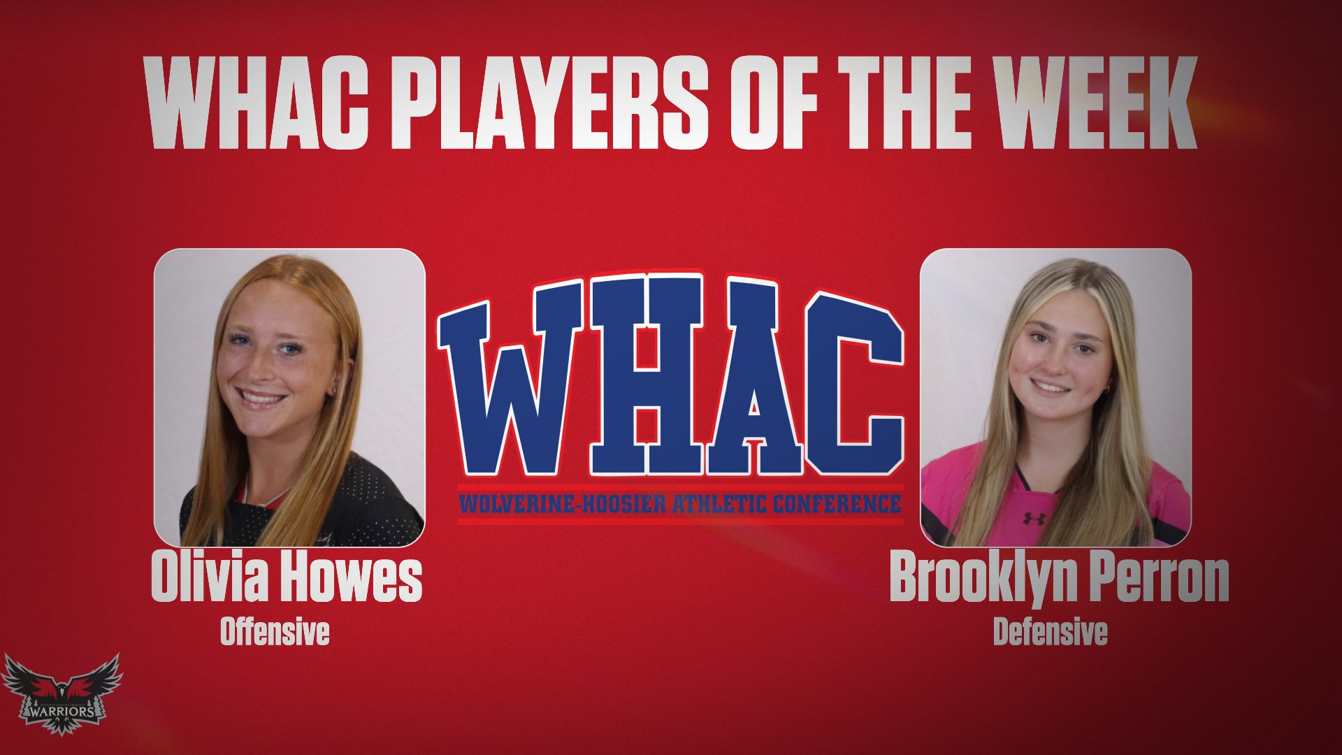 Howes and Perron sweep WHAC Women's Soccer Players of the Week